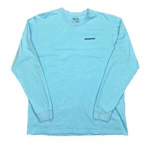 Patagonia Long Sleeve T-shirt Size Light Blue Men’s Size Large Double Sided